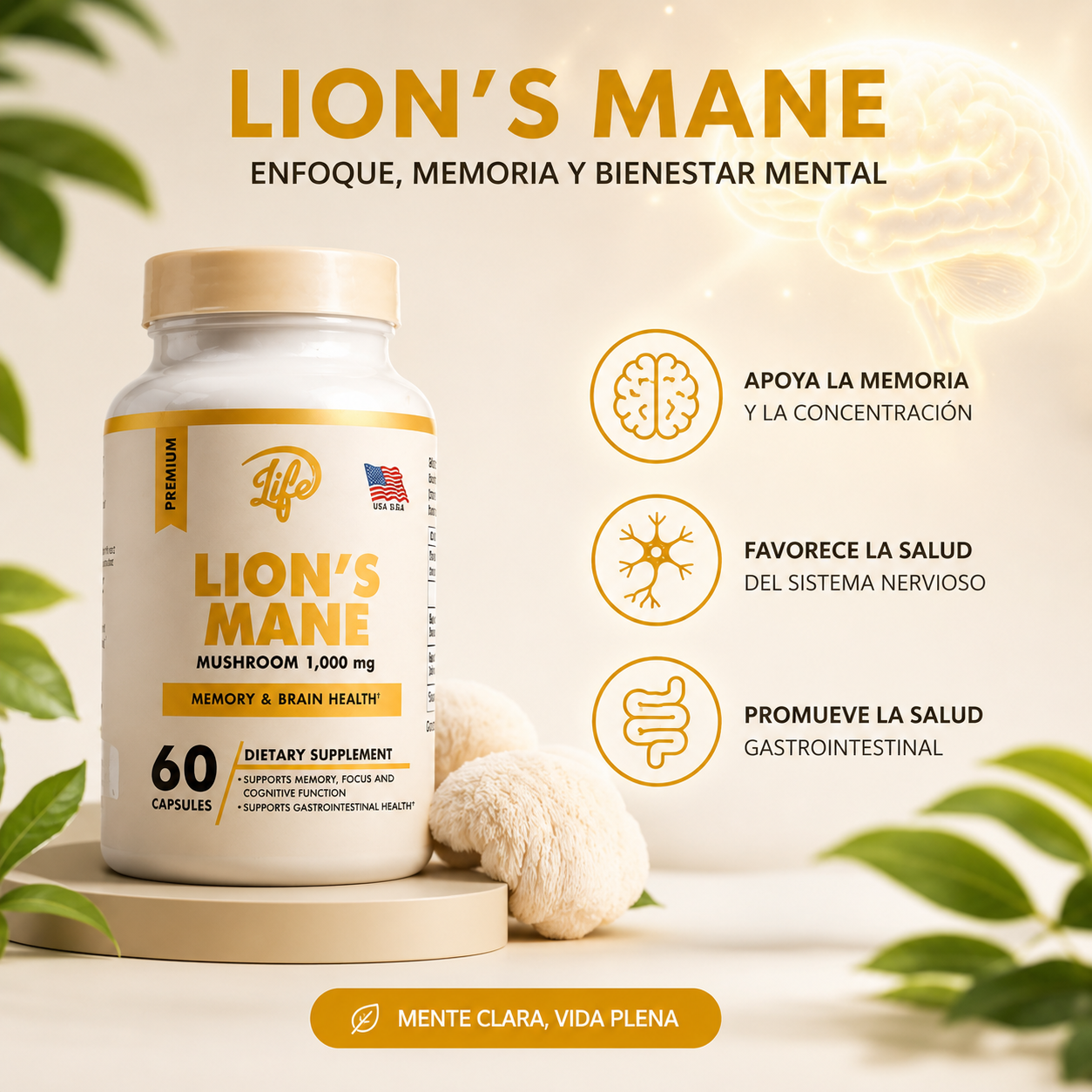 Trío Vitalidad Máxima (Magnesio+ Melena de León + Nad Resveratrol)