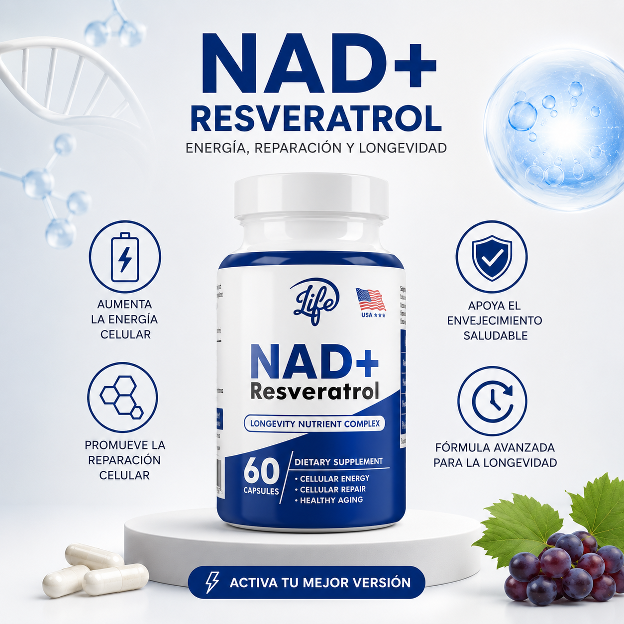 Trío Vitalidad Máxima (Magnesio+ Melena de León + Nad Resveratrol)